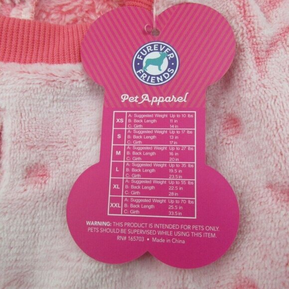 Furever Friends Dog‎ Pajamas Pink Heart Print Fleece Warm Soft Comfortable - Picture 6 of 7